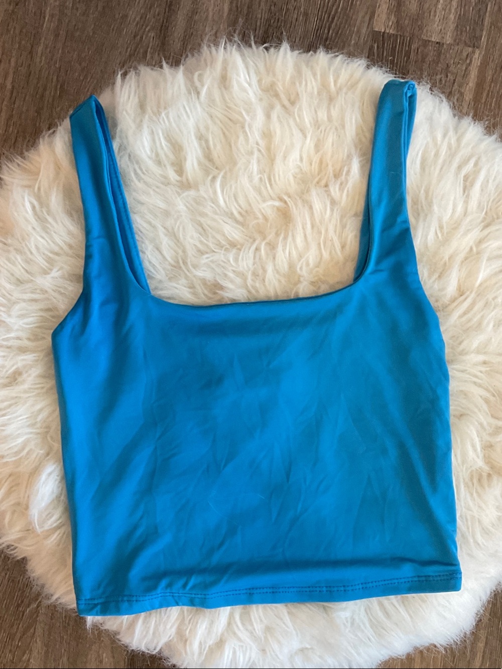 Bright Blue Square-Neck Tank Top